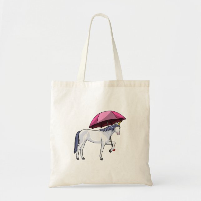 Unicorn with Umbrella Tote Bag (Front)