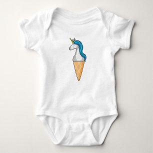 Unicorn with Waffle ice cream Baby Bodysuit