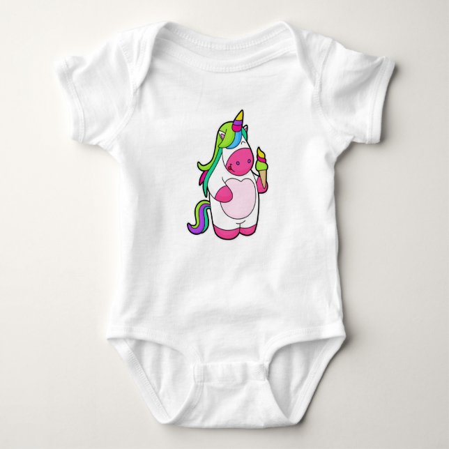 Unicorn with Waffle Ice cream Baby Bodysuit (Front)
