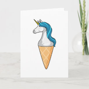 Unicorn with Waffle ice cream Card