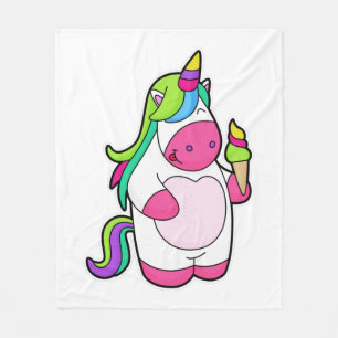 Unicorn with Waffle Ice cream Fleece Blanket