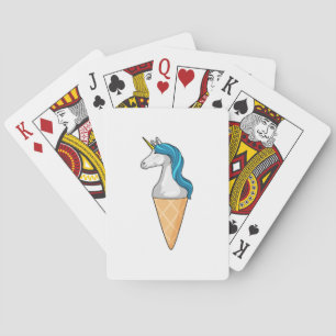Unicorn with Waffle ice cream Playing Cards
