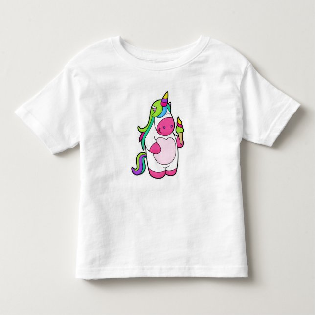 Unicorn with Waffle Ice cream Toddler T-Shirt (Front)