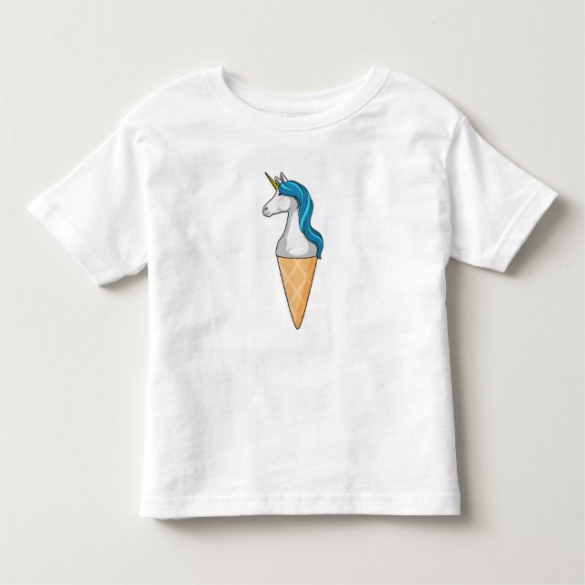 Unicorn with Waffle ice cream Toddler T-Shirt (Front)