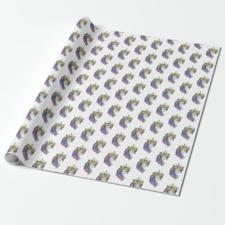 Unicorn With Wildflowers In Watercolor Wrapping Paper