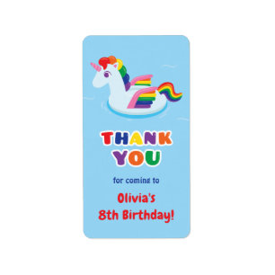 Unicorn with Wings Float Thank You Party Labels