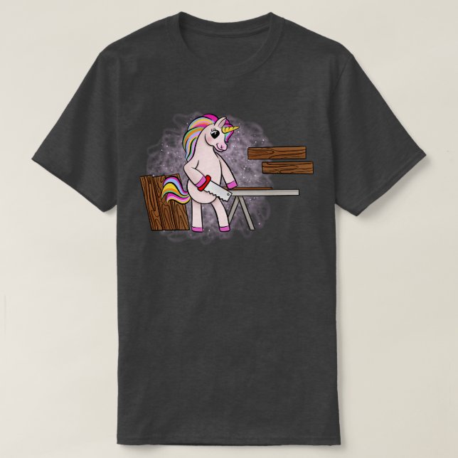 Unicorn woodworking T-Shirt (Design Front)