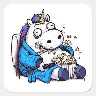 Unicorn Working Remote Square Sticker
