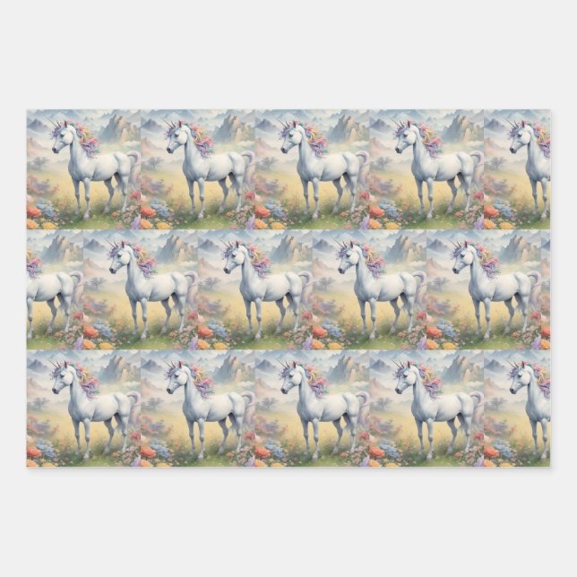 Unicorn Wrapping Paper Flat Sheet (Front 3)