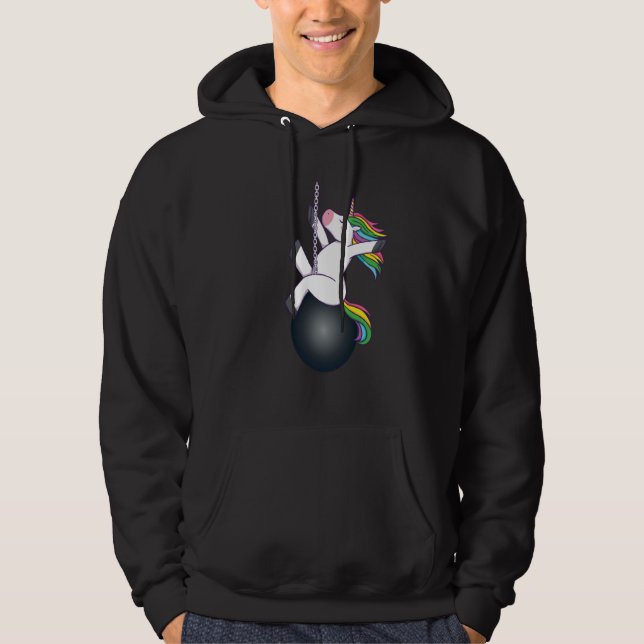 unicorn wrecking ball saying hoodie (Front)