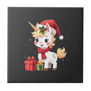Unicorn Xmas Decoration Santa Unicorn Christmas T- Ceramic Tile