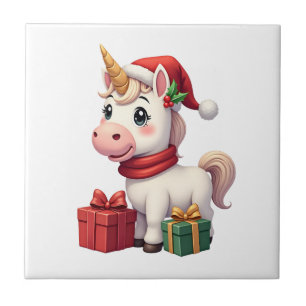 Unicorn Xmas Decoration Santa Unicorn Christmas T- Ceramic Tile
