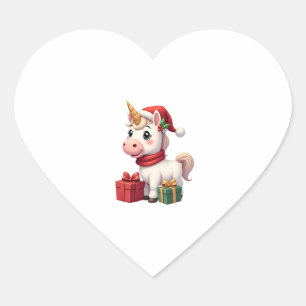 Unicorn Xmas Decoration Santa Unicorn Christmas T- Heart Sticker