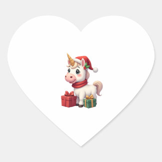 Unicorn Xmas Decoration Santa Unicorn Christmas T- Heart Sticker