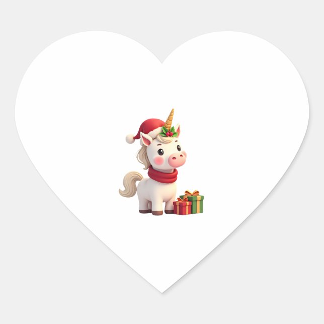 Unicorn Xmas Decoration Santa Unicorn Christmas T- Heart Sticker (Front)