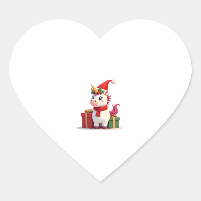 Unicorn Xmas Decoration Santa Unicorn Christmas T- Heart Sticker (Front)