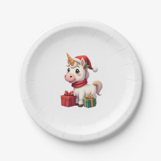Unicorn Xmas Decoration Santa Unicorn Christmas T- Paper Plate