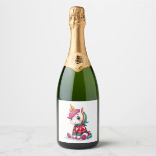 Unicorn Xmas Decoration Santa Unicorn Christmas T- Sparkling Wine Label
