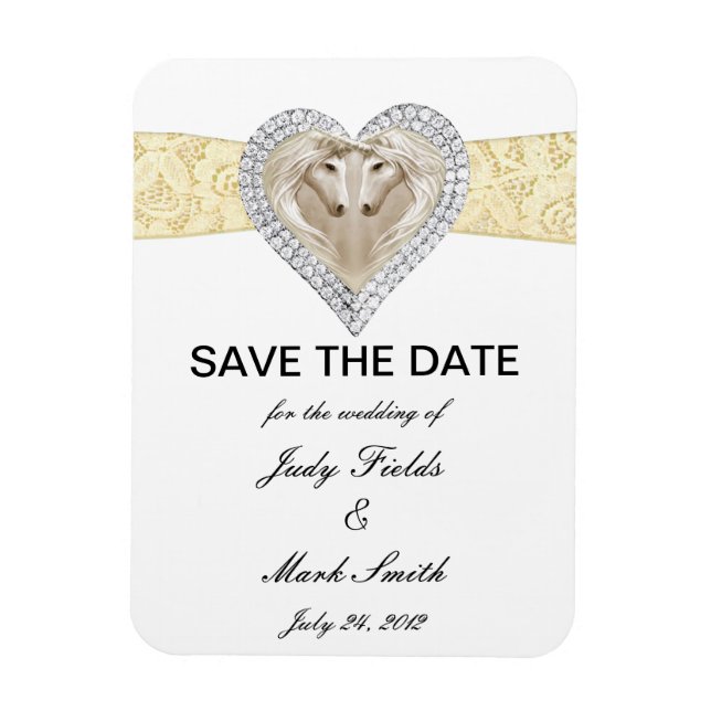 Unicorn Yellow Lace Save The Date Magnet (Vertical)