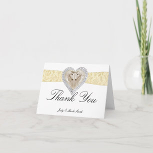 Unicorn Yellow Lace Thank You Card