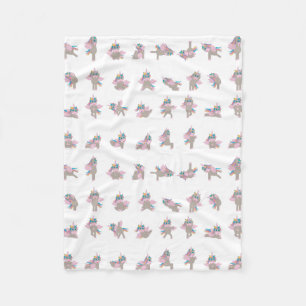 Unicorn Yoga Poses Pattern Design Fleece Blanket