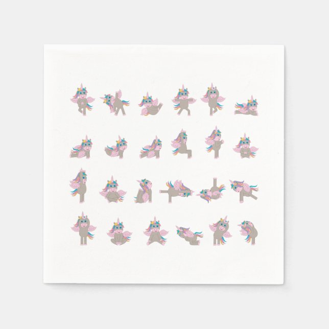 Unicorn Yoga Poses Pattern Design Napkin (Front)