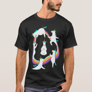 Unicorn Yoga Sun Salutation Poses Rainbow Meme T-Shirt