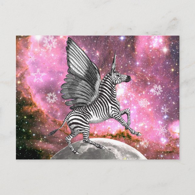Unicorn Zebra Pegasus Postcard (Front)