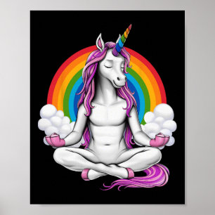 Unicorn Zen Yoga Meditation Spiritual Rainbow Magi Poster