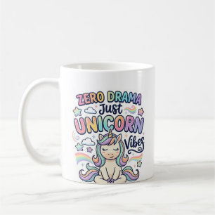 Unicorn Zero Drama Just Unicorn Vibes Bold Typogra Coffee Mug