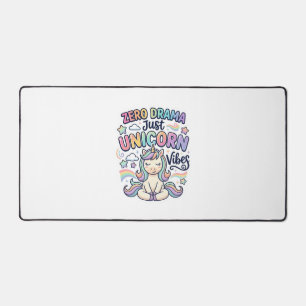 Unicorn Zero Drama Just Unicorn Vibes Bold Typogra Desk Mat