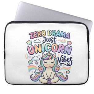 Unicorn Zero Drama Just Unicorn Vibes Bold Typogra Laptop Sleeve