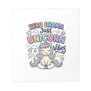 Unicorn Zero Drama Just Unicorn Vibes Bold Typogra Notepad