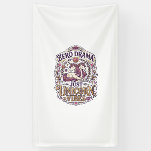 Unicorn Zero Drama Just Unicorn Vibes Stylish Whit Banner