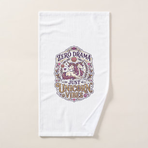 Unicorn Zero Drama Just Unicorn Vibes Stylish Whit Hand Towel