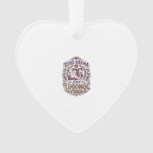Unicorn Zero Drama Just Unicorn Vibes Stylish Whit Ornament