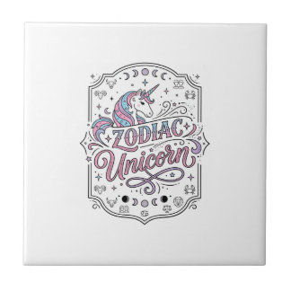 Unicorn Zodiac Unicorn Playful Cute Gift Design_1 Ceramic Tile