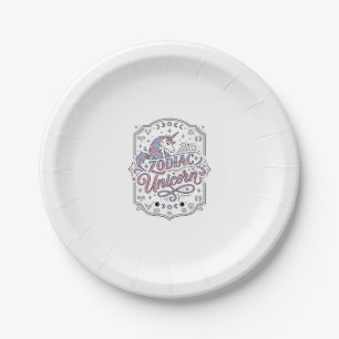 Unicorn Zodiac Unicorn Playful Cute Gift Design_1 Paper Plate