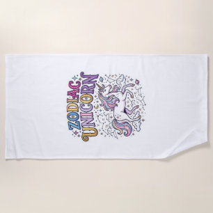 Unicorn Zodiac Unicorn Premium Vector Marketplace  Beach Towel