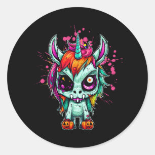 Unicorn Zombie Zombiecorn Horror Character Gothic Classic Round Sticker