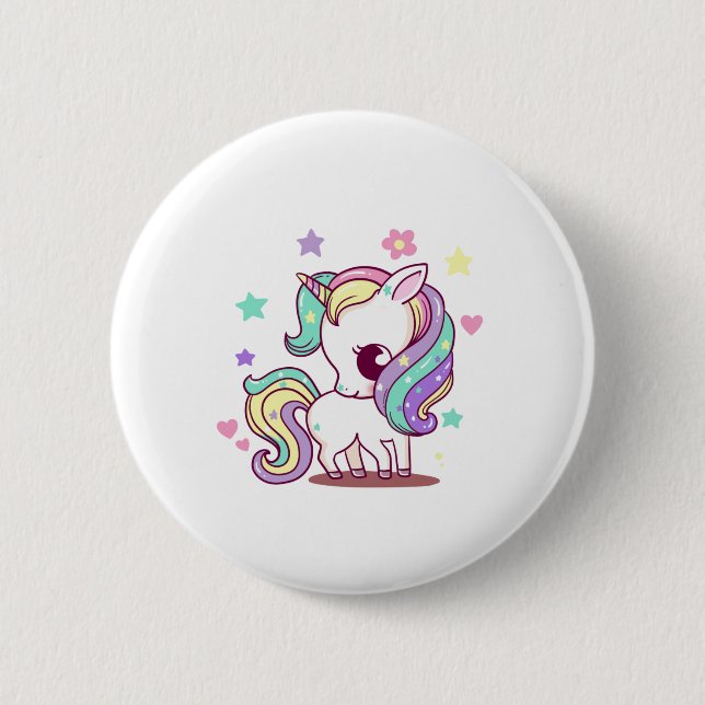 UNICORNE FAIRY 6 CM ROUND BADGE (Front)