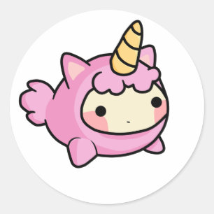 Unicornio Kawaii Classic Round Sticker