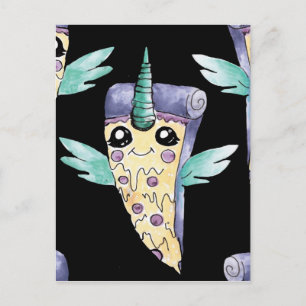 unicornio pizza 2 postcard
