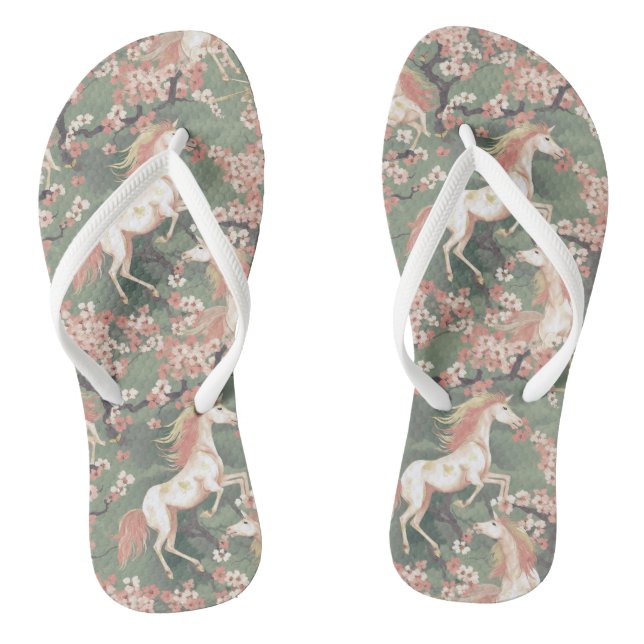 Unicorns and Cherry Blossoms  Thongs (Footbed)