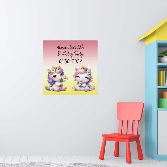 Unicorns and daisies, child's birthday party Matte Poster (Nursery 1)