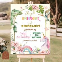 Unicorns and Dinosaurs Joint Sibling Welcome Sign