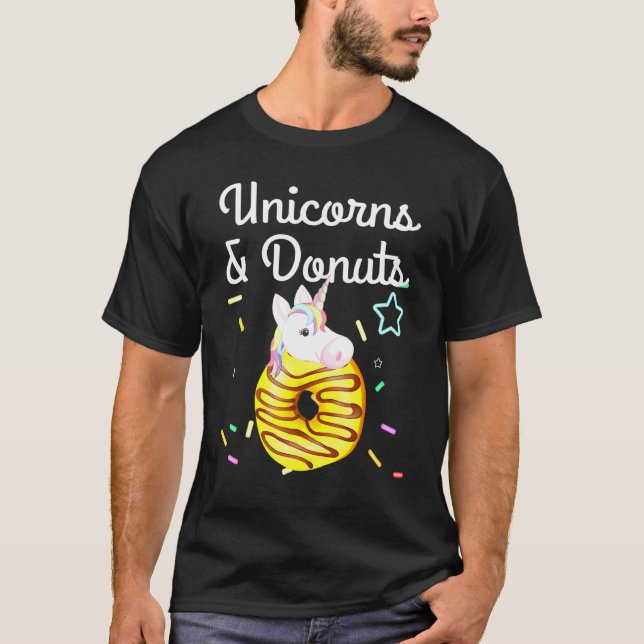Unicorns And Doughnuts Cute Sprinkles Doughnut T-Shirt (Front)