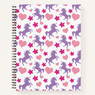 Unicorns and Hearts Pattern Notebook