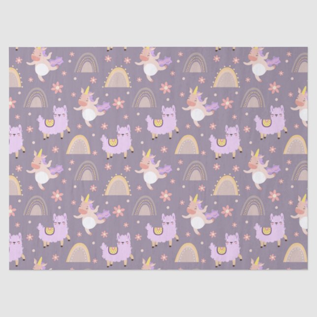 Unicorns And Llamas  Tissue Paper (Front)