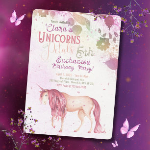 Unicorns and Petals Birthday Invitation
